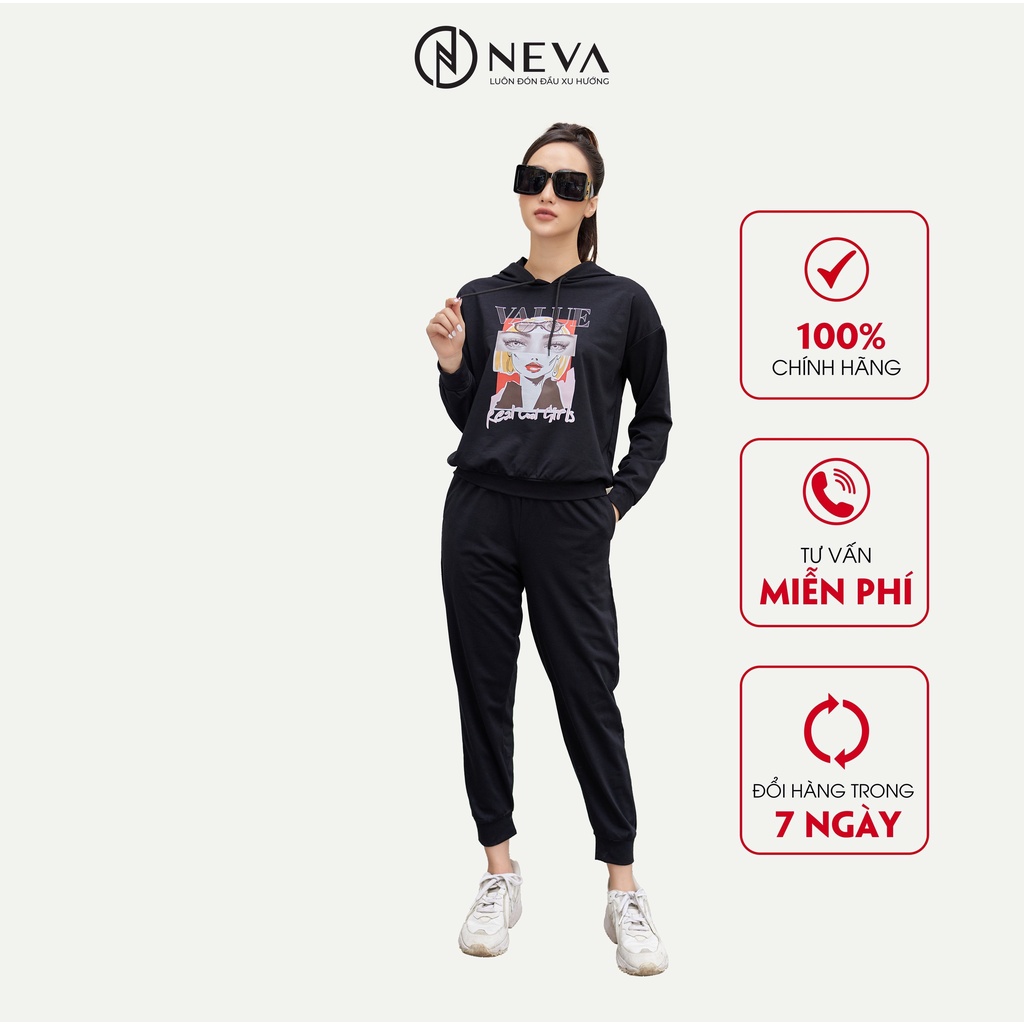 Quần jogger nỉ màu đen NEVA W220440T011
