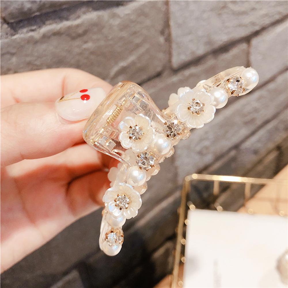 Kẹp Tóc Móng Vuốt Trong Suốt Đính Hoa Thời Trang Cho Nữ