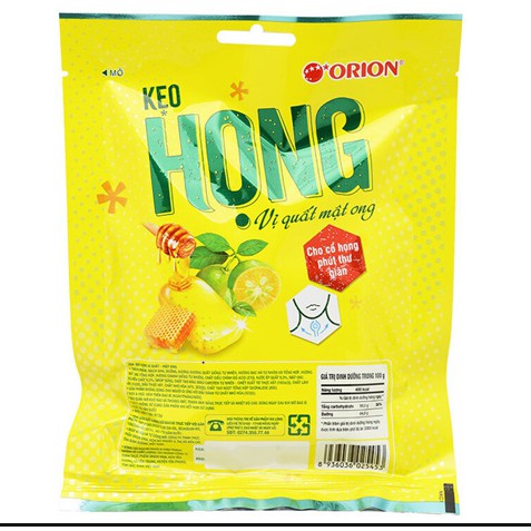 3 Gói Kẹo ngậm họng Orion Vị Quất Mật ong gói 87,5g (25 viên) Giúp giảm ho, long đờm