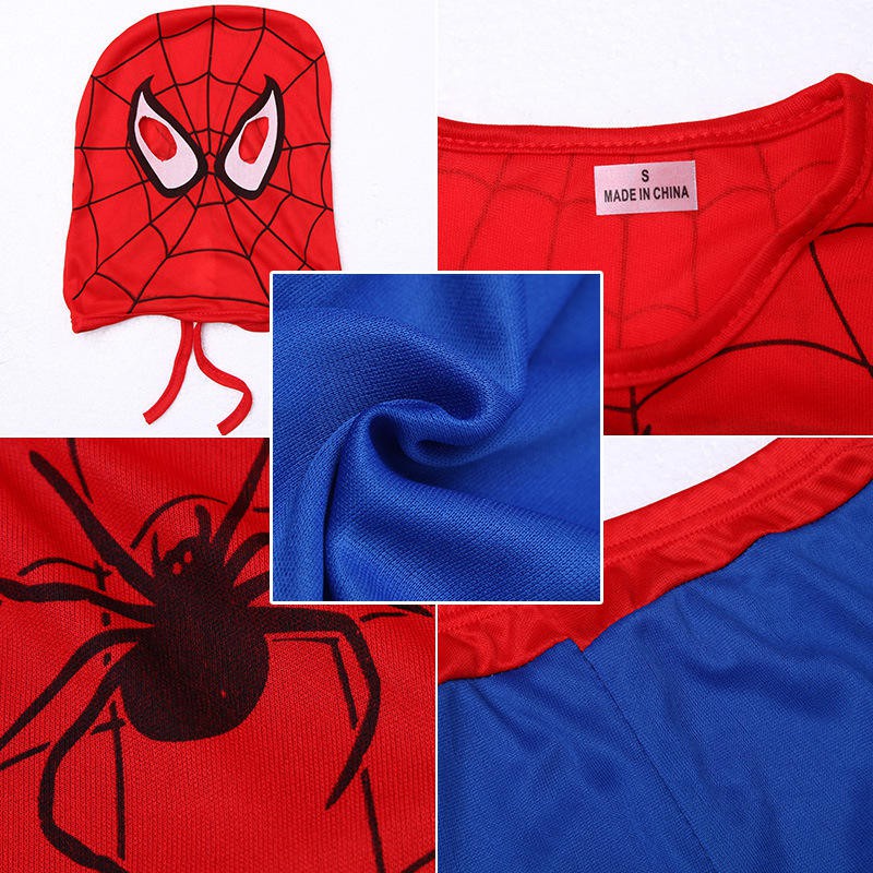 SUGE Set Đồ Hóa Trang Người Nhện Gồm Áo Tay Dài + Quần + Mặt Nạ Hóa Trang Halloween Cho Bé