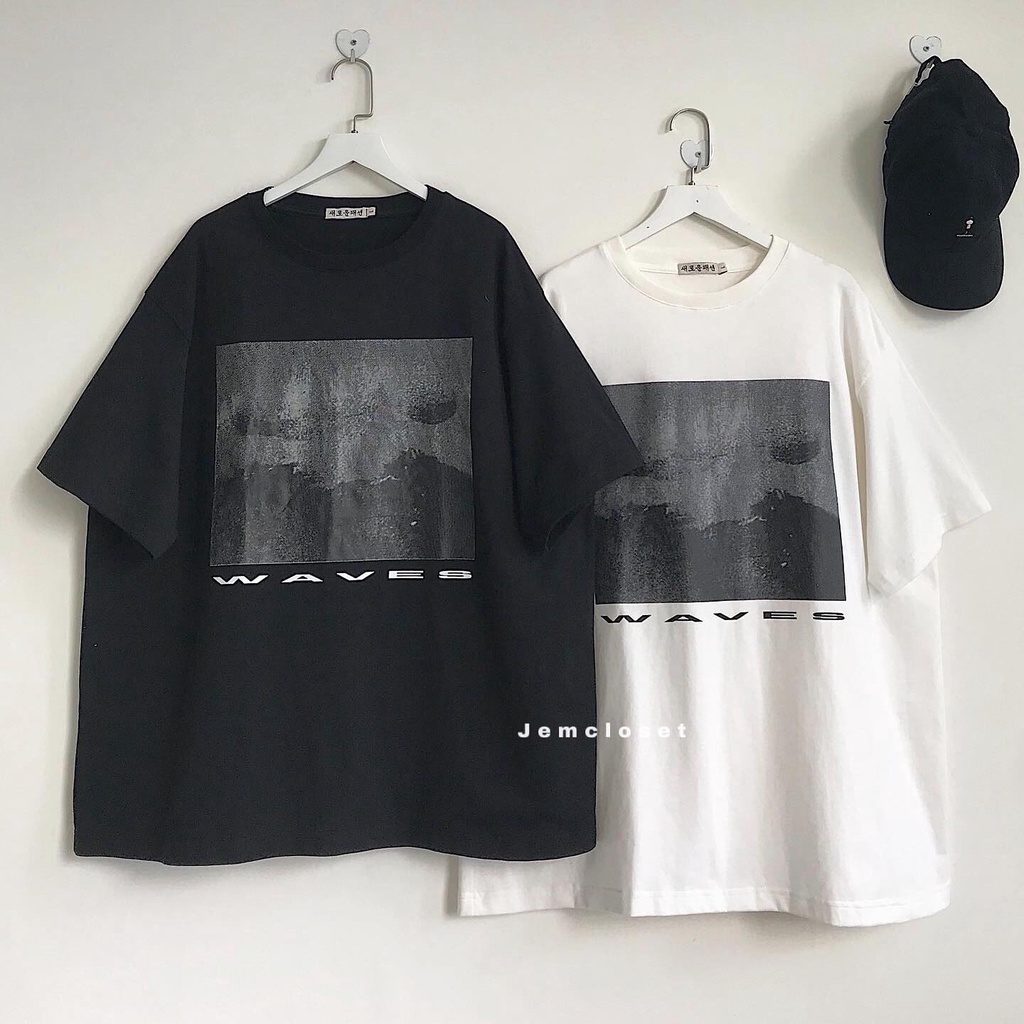 Áo Thun Nữ JEMCLOSET In Hình Áo Phông Nữ Đẹp Waves From Rộng Kiểu Cá Tính Chất Cotton Thấm Hút Mồ Hôi 10115