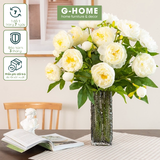 Hoa lụa mẫu đơn 3 màu sắc sang trọng tinh tế, trang trí nhà cửa H22MAUDON