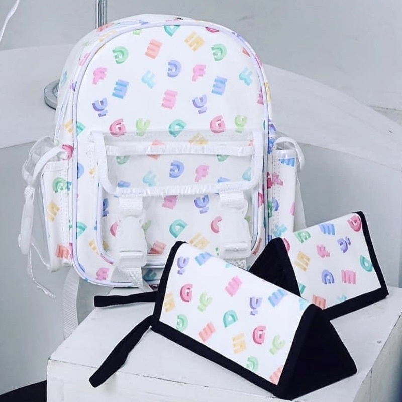 𝗠𝗜𝗡𝗜 𝗕𝗔𝗖𝗞𝗣𝗔𝗖𝗞 ( balo mini họa tiết chữ kèm sticker )