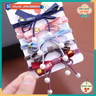 Sỉ 10 buộc tóc ruy băng smile nơ tua ngắn  27k