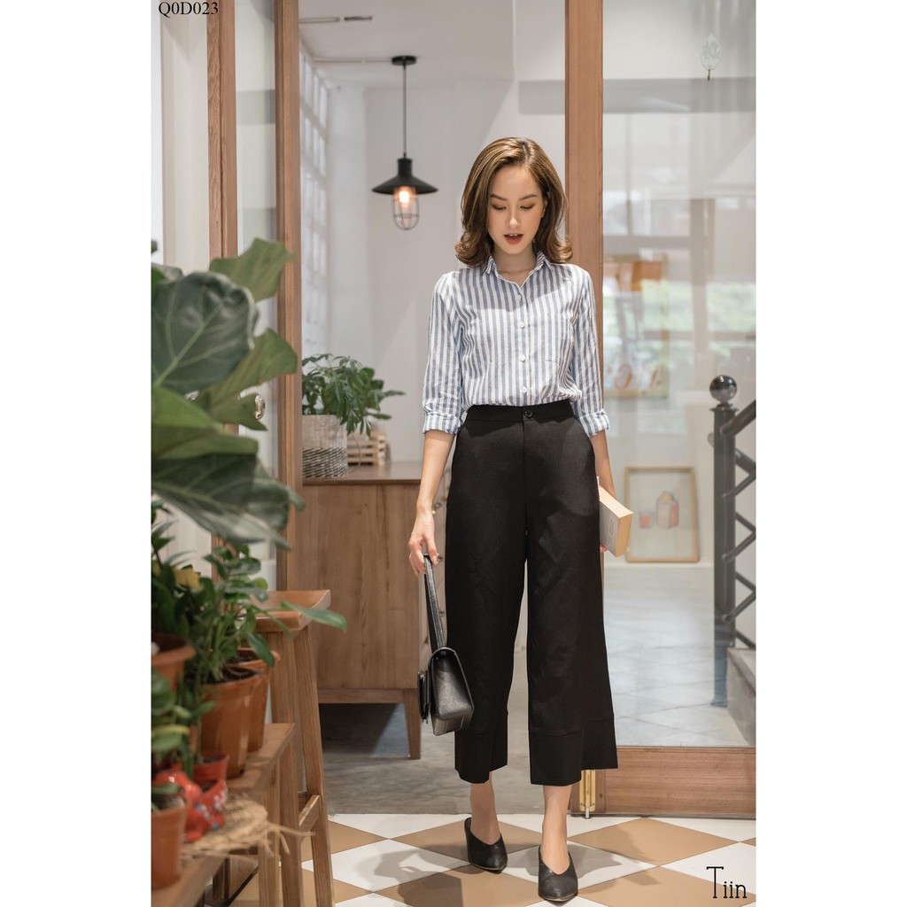 Quần ống rộng đáp gấu TIIN STORE Q0D023