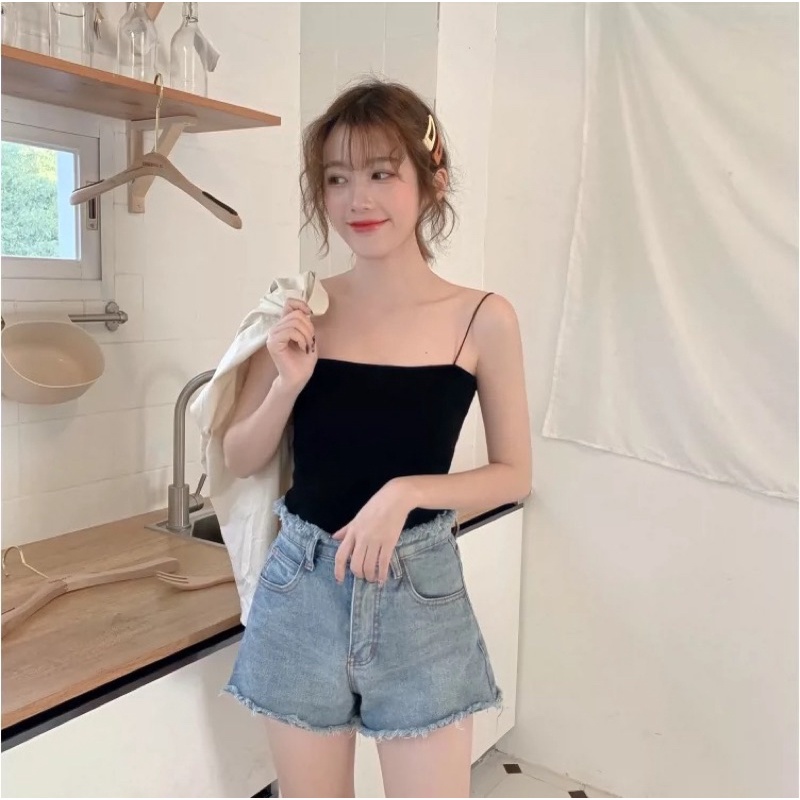 Áo hai dây thun gân sợi bún dày dặn basic