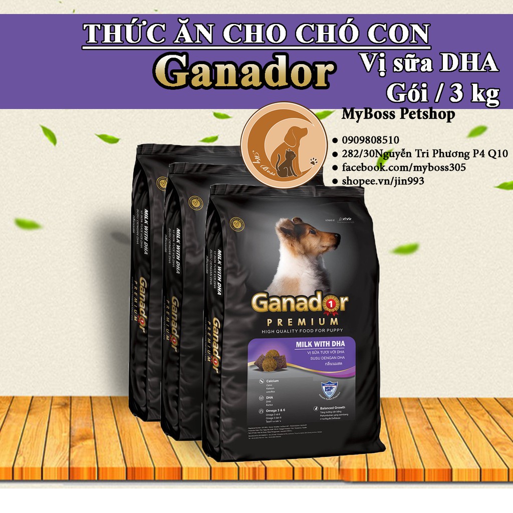 GANADOR - thức ăn hạt cho chó con vị sữa with DHA 3kg