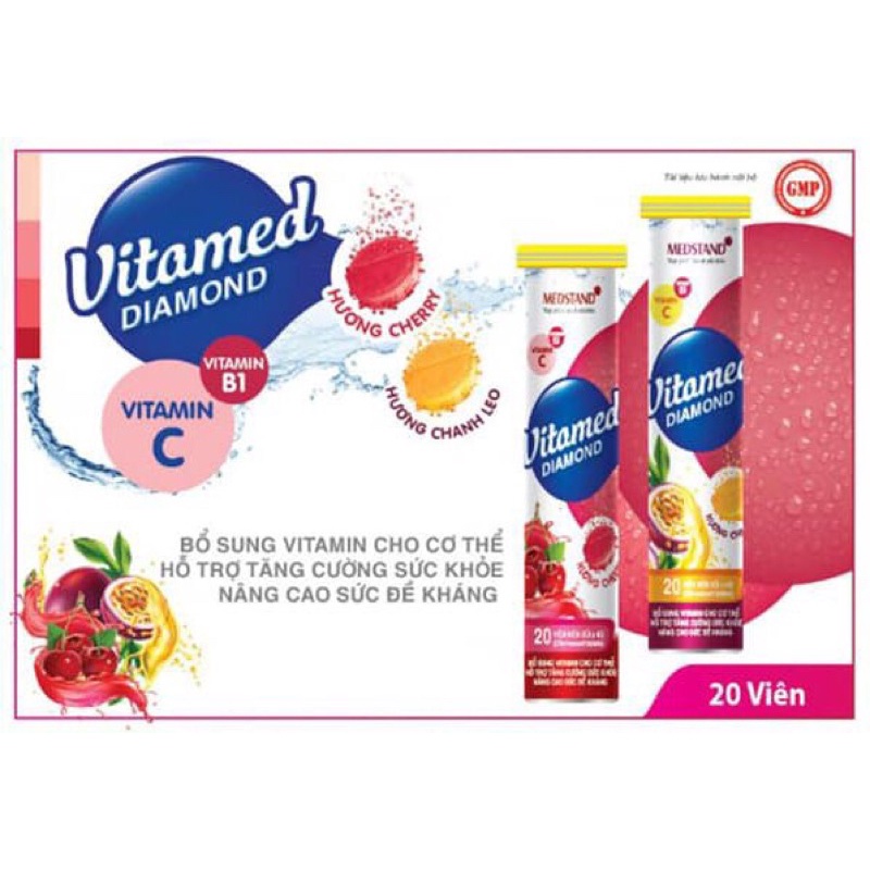 Viên sủi Medstand Vitamed Diamond (8 Hương) - Bổ sung vitamin, khoáng chất, giúp cơ thể khỏe mạnh mỗi ngày