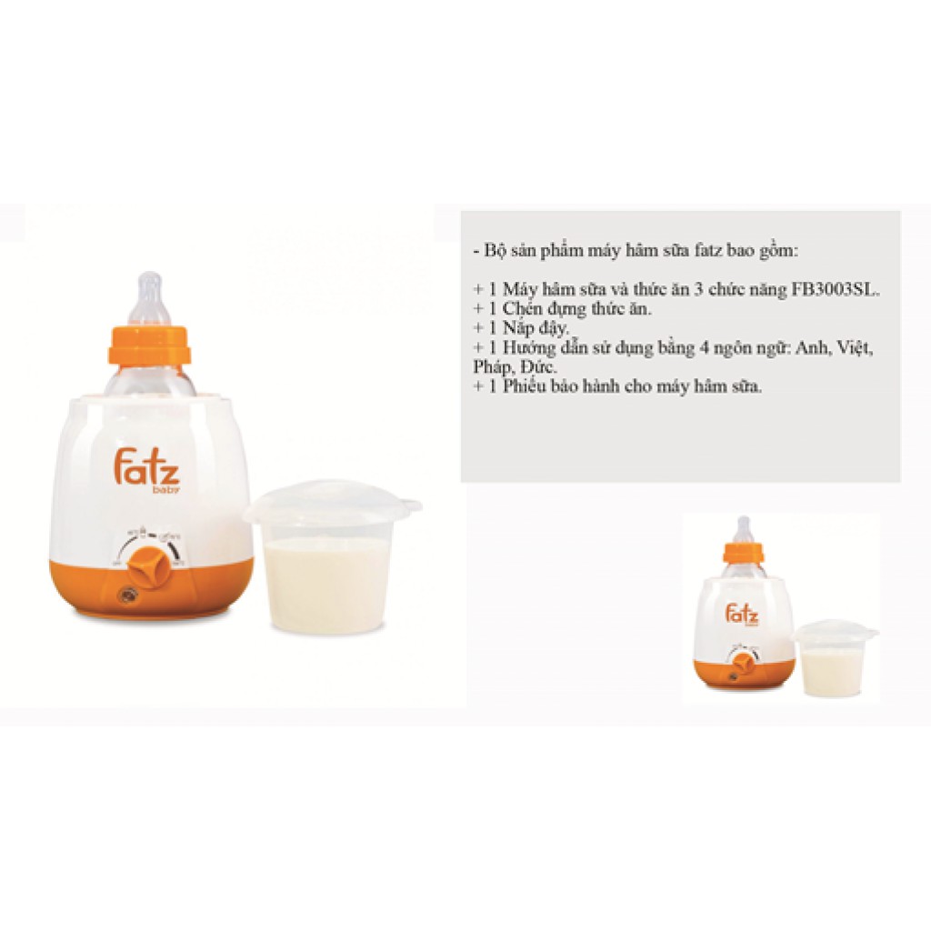 [Mã BMBAU50 giảm 7% đơn 99K] Máy hâm sữa và thức ăn siêu tốc 3 chức năng Fatz Baby FB3003SL