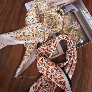 Khăn lụa summery vintage quàng cổ, turban, buộc tóc size 53 x 53