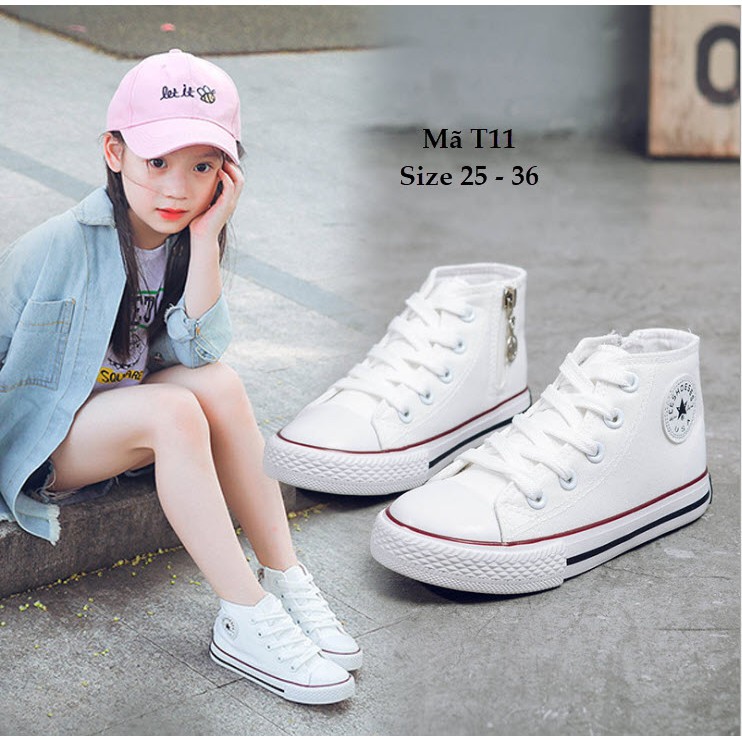 HÀNG NHẬP KHẨU -  Giày thể thao dáng Converse cho bé trai bé gái trẻ em học sinh T11 - Hàng Nhập Khẩu