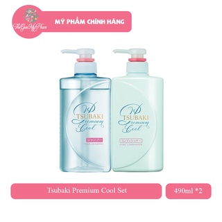 Bộ gội xả sạch dầu mát lạnh tsubaki premium cool set gội 490ml + xả 490ml