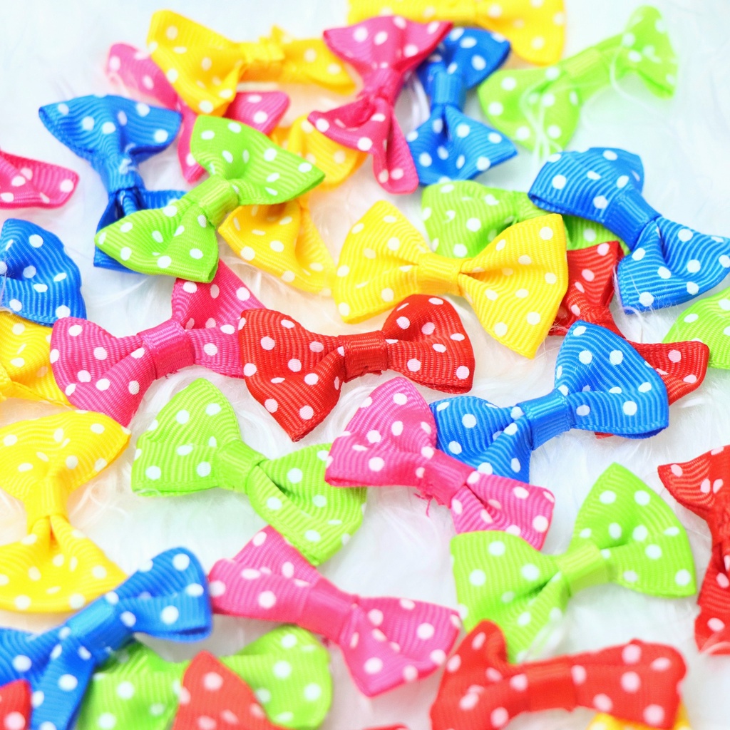 Set 20 Nơ Nhí Chấm Bi Trắng Giáng Sinh Trang Trí Noel