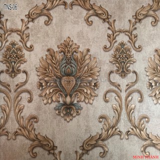 giấy dán tường tân cổ hoa văn châu âu sang trọng ,giấy lụa không keo ,khổ 53cm,dán phòng khách,phòng ngủ
