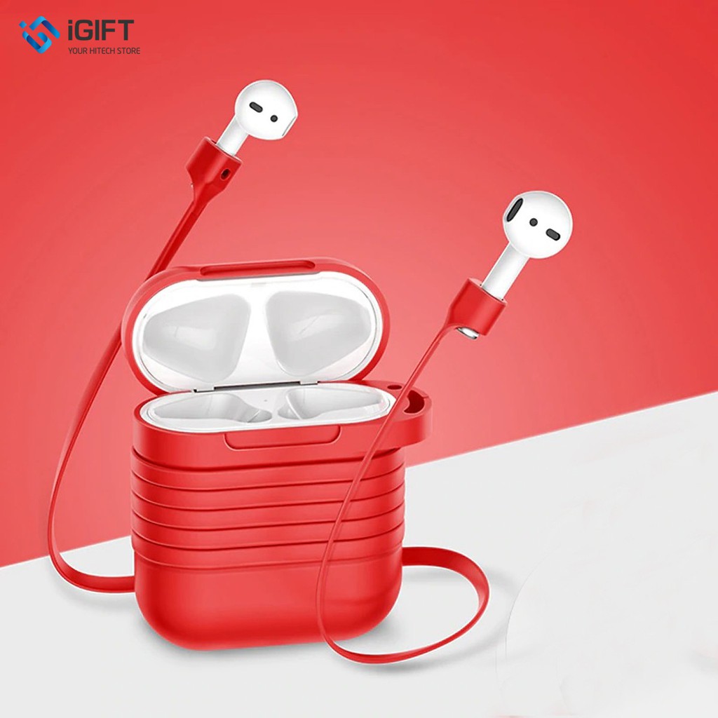 Bao case silicon và dây nối chống mất tai nghe Baseus cho Apple Airpods / Earpods - Hàng chính hãng