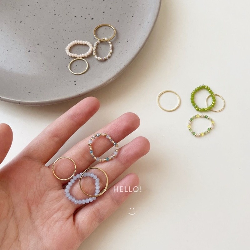 Nhẫn MANYUE đính hạt nhiều màu đơn giản thời trang cho nữ