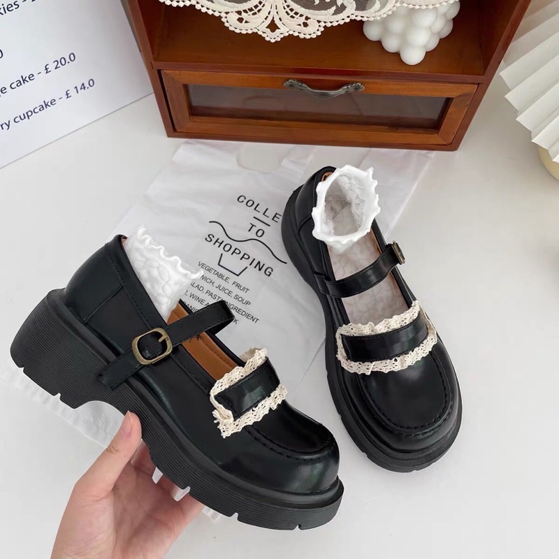 Giày búp bê lolita đế cao phong cách ulzzang đi học cao cấp BRATINA GD005