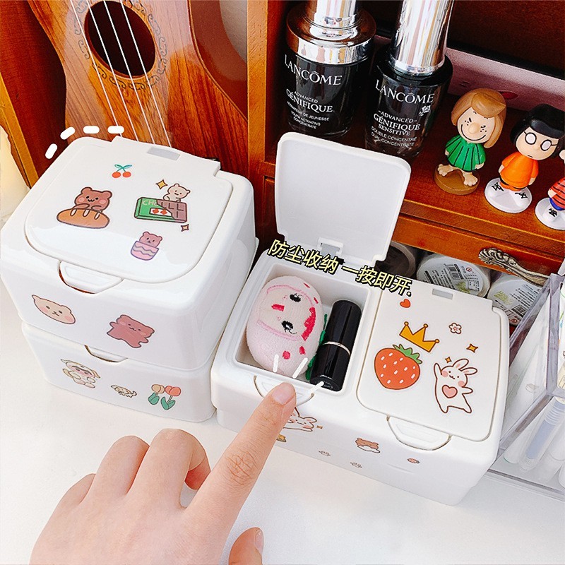 Hộp đựng mini chống bụi dễ thương xinh xắn (Tặng kèm sticker)