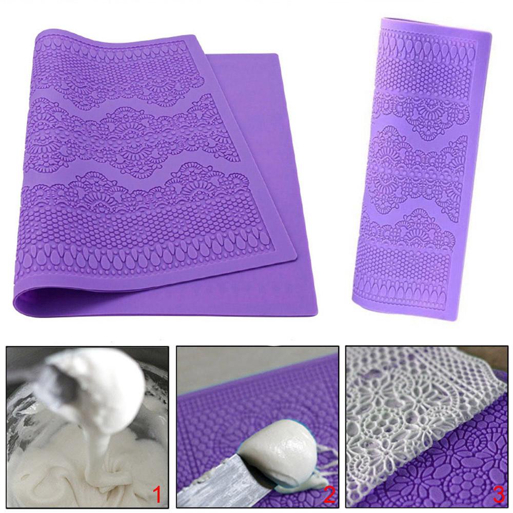 AUGUSTINA Khuôn Silicone Họa Tiết Ren Hoa Chuyên Dụng Cho Làm Bánh DIY