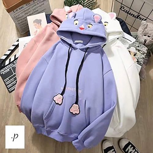 [FREESHIP ] Áo hoodie lót nỉ siêu cute cho nữ in hình mèo tai thỏ đáng yêu freesize | BigBuy360 - bigbuy360.vn