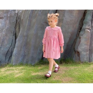Váy oli river kids dài tay hồng mùa thu đông dành cho bé