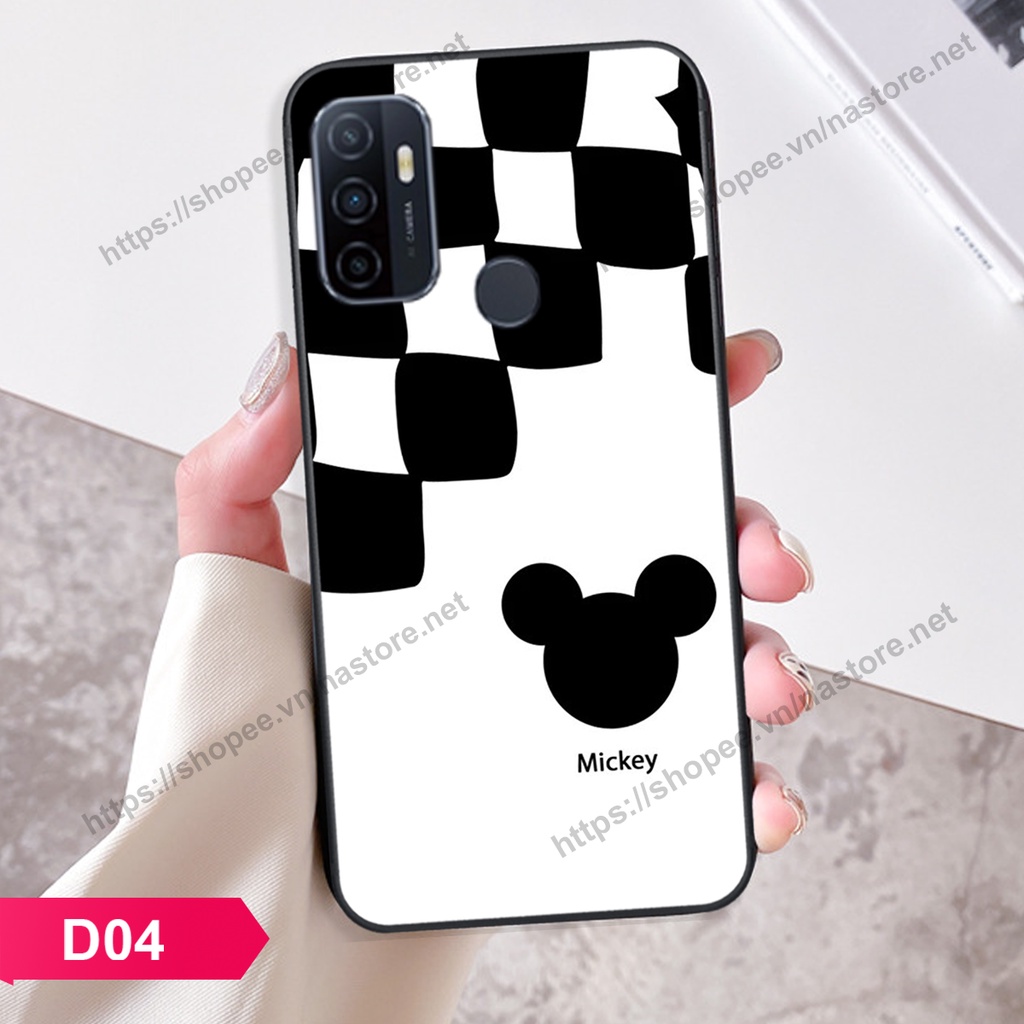 Ốp lưng Oppo A53 trái tim họa tiết caro, mikey họa tiết beabrick kaws cute