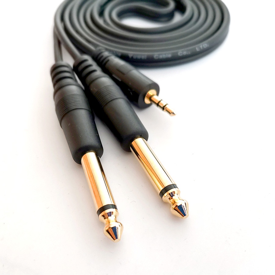 『1.5M/3M/5M/10M』Cáp âm thanh chữ Y đổi đầu 3.5mm 1/4" TRS sang hai đầu 6.35mm 1/8"