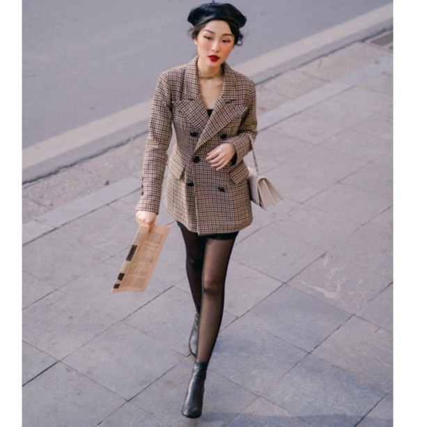 Áo khoác chiết eo dáng xòe hoạt tiết kẻ ô Wannabe - DEVONS STUDIO | BigBuy360 - bigbuy360.vn
