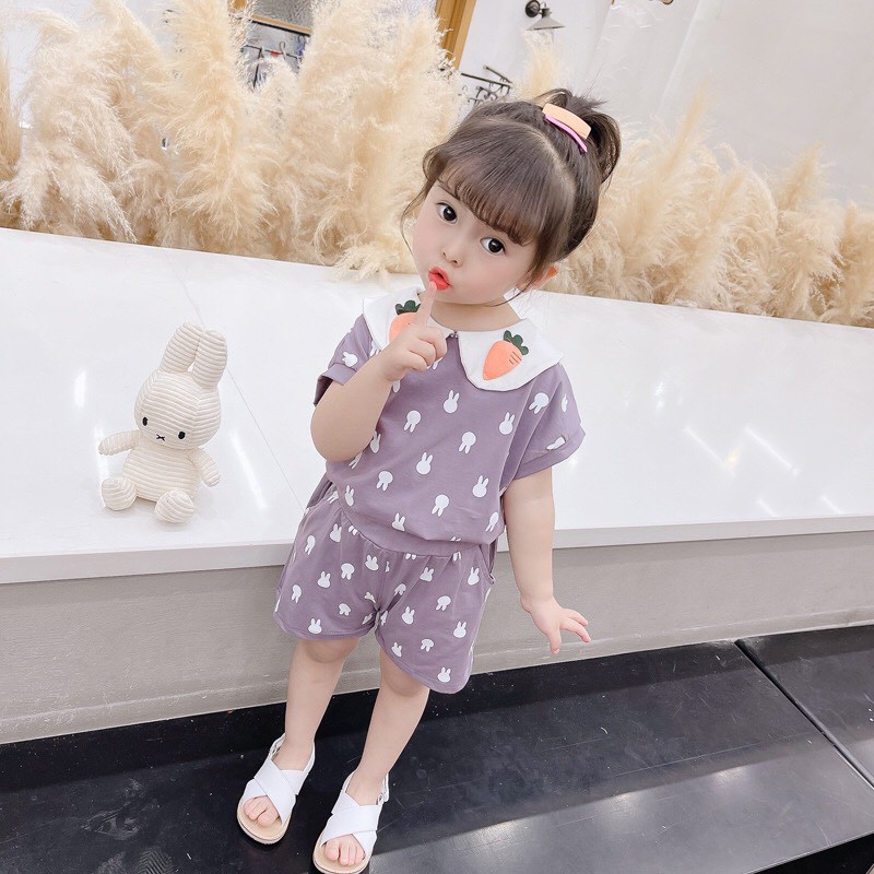 Bộ Cộc Tay Bé Gái Siêu Dễ Thương, Quần Áo Trẻ Em Mùa Hè Size 6-21Kg Chất Cotton BiBo Store