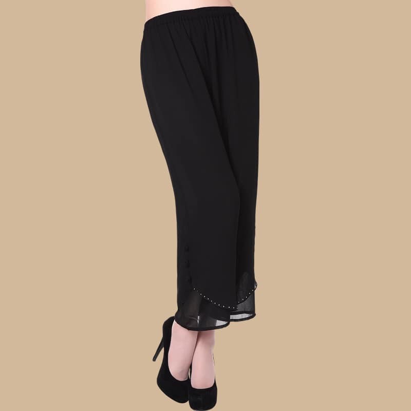 Q1411 Quần ống rộng nữ dài mắt cá vải chiffon hè mát cho người trung tuổi cao cấp hàng nhập