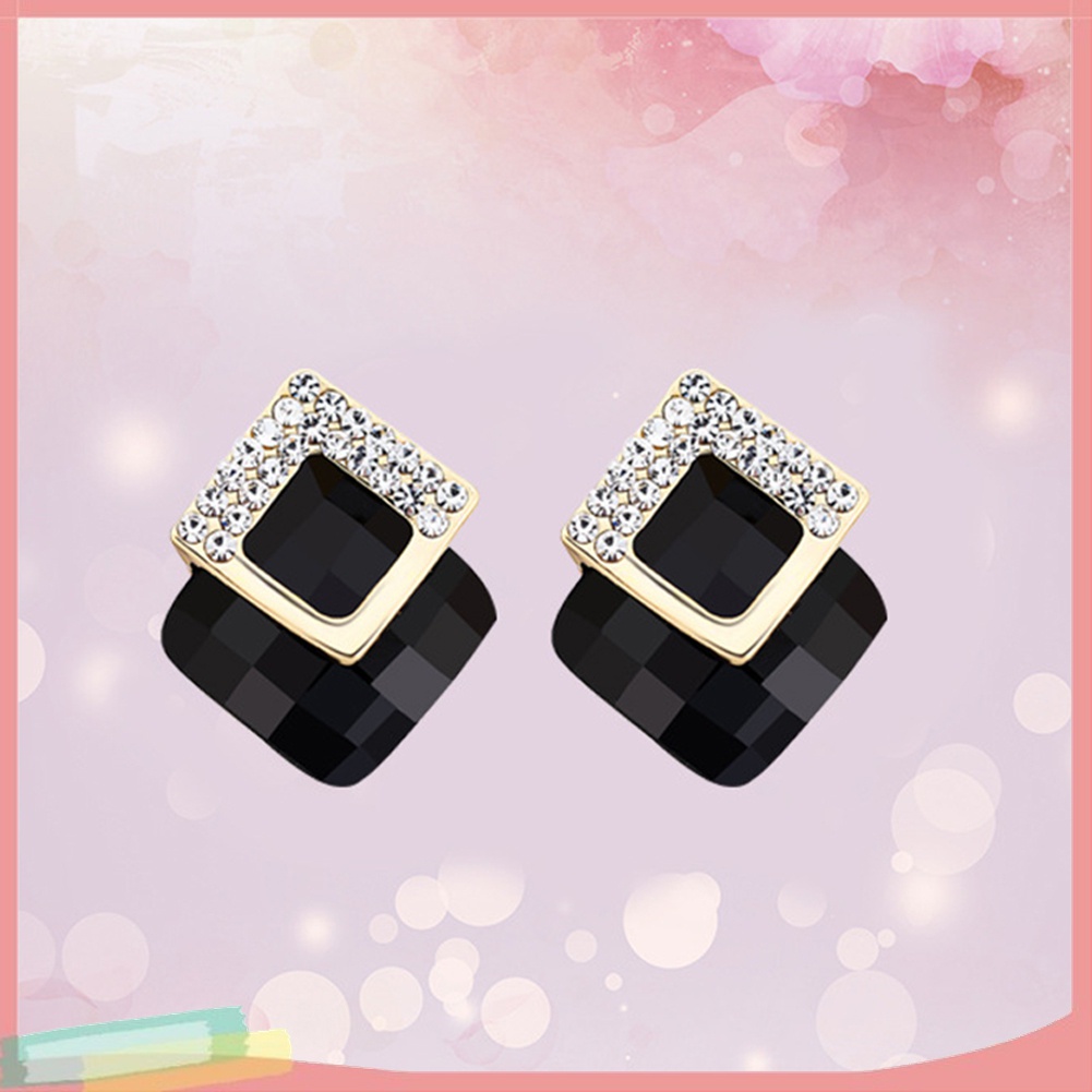 Đôi Khuyên Tai HìNh Vuông ĐíNh Kim Cương Giả ThờI Trang Cho Nữ