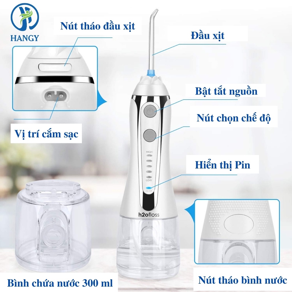 Combo máy tăm nước Hangy HF-2 và bàn chải điện đánh răng 3D LEYUYO HANGY