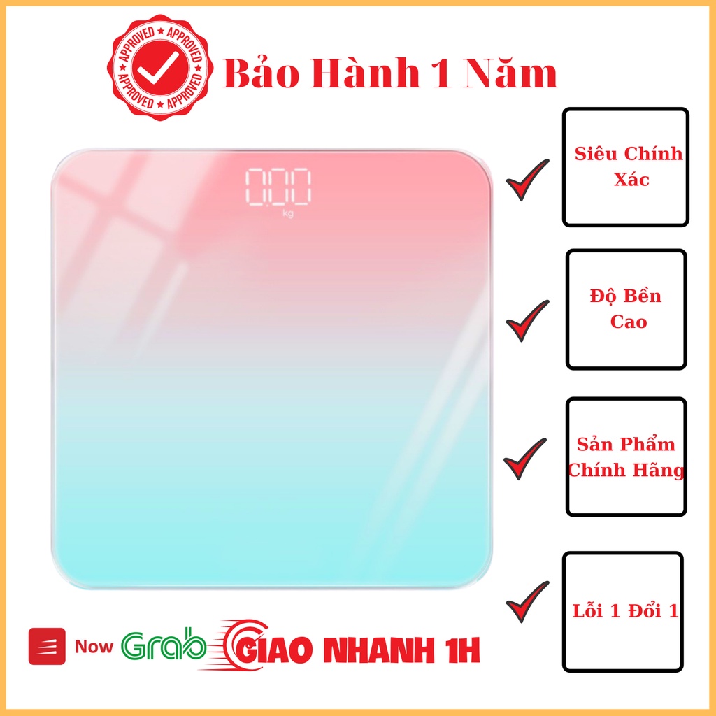 [BẢO HÀNH 6 THÁNG ] Cân Điện Tử, Cân Sức Khỏe GIa Đình Sạc Pin 180kg (Tặng dây sạc và thước dây)