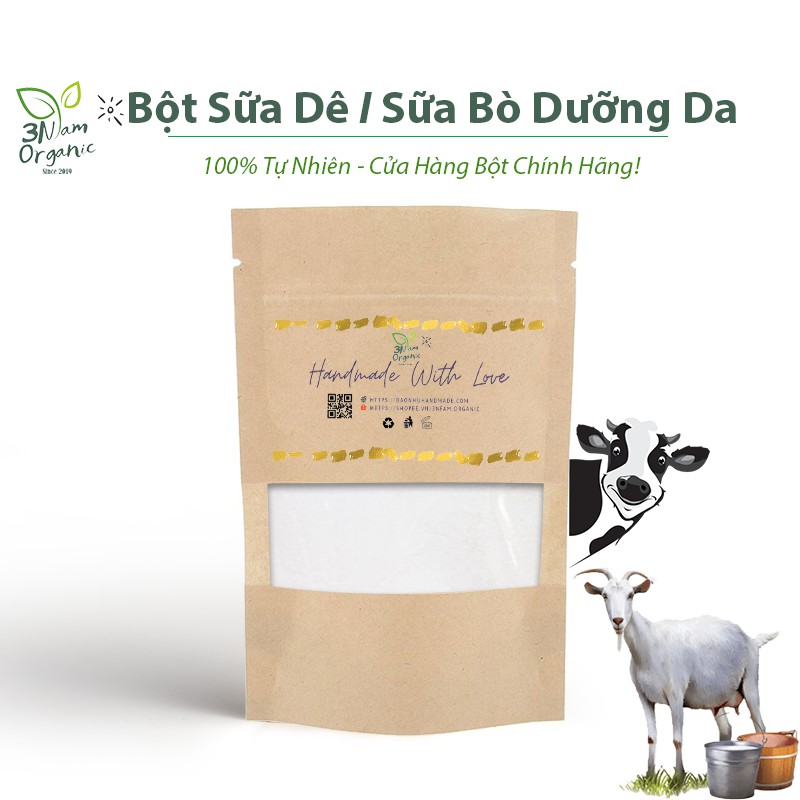 Bột Sữa Dê/Bò Đắp Mặt Siêu Trắng - 3nfam.organic