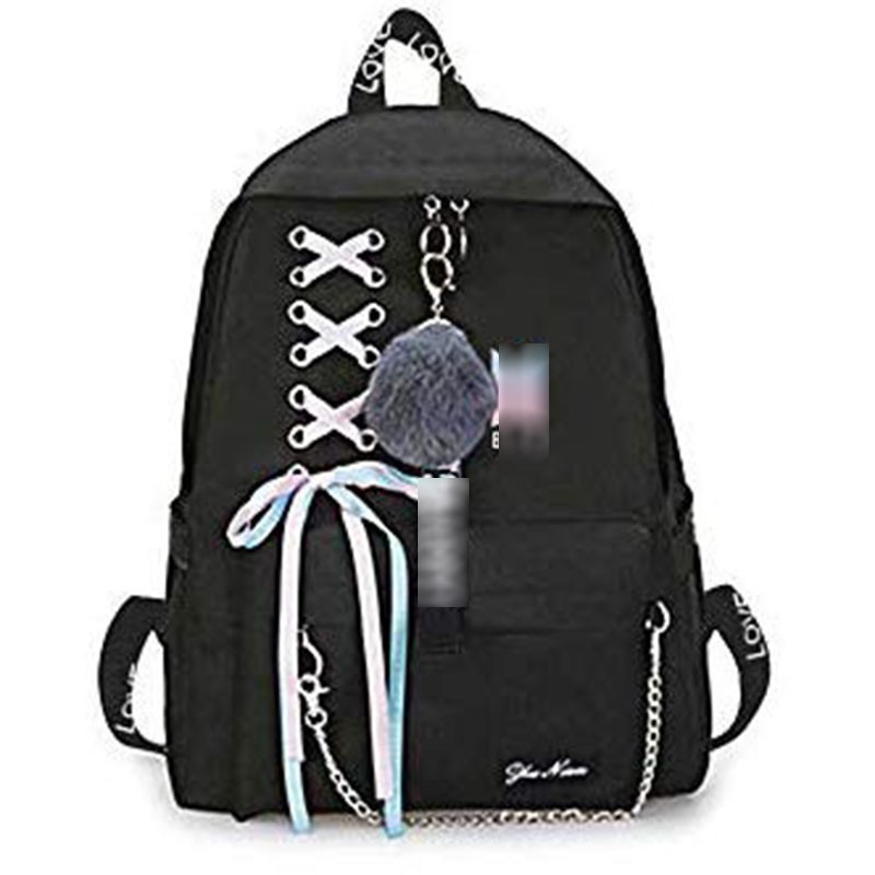 Balo BTS cặp sách Bangtan Boys thông minh THẮT NƠ TRÊN balo nam nữ dây xích đi chơi đi học tiện dụng đựng đồ học tập