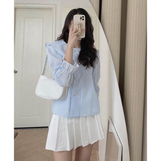 (ảnh thật) Audrey Somi cổ bèo sọc dọc 7985