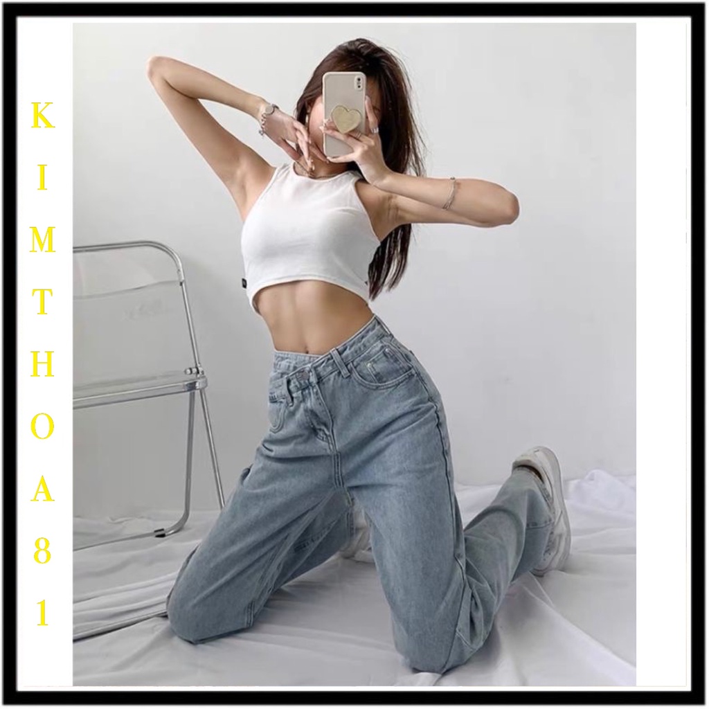 QUẦN SUONG ỐNG RỘNG JEANS CẠP CHÉO HÀNG CAO CẤP