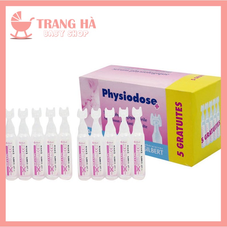 NGUYÊN HỘPNước muối sinh lý Pháp Physiodose / Gifrer tép hồng- hộp 40 tép