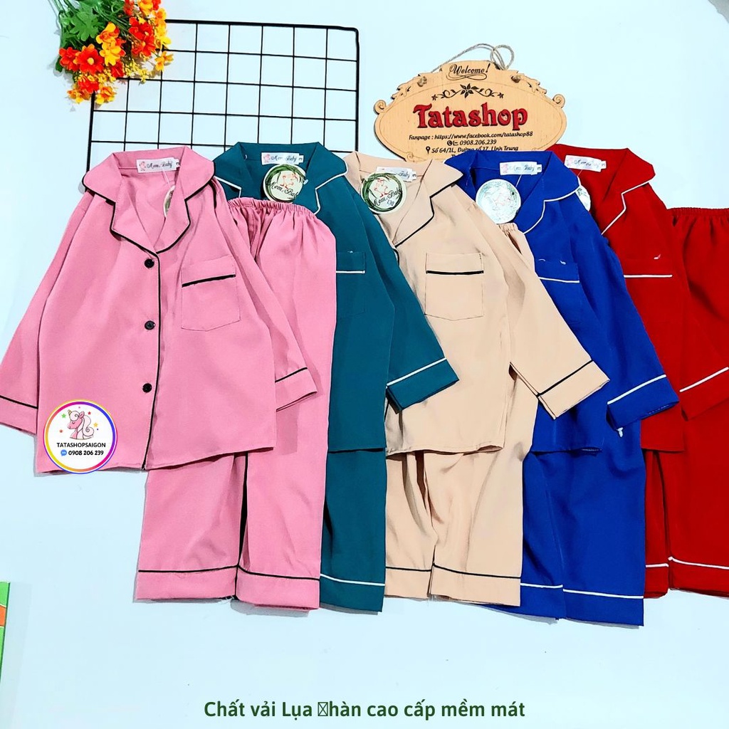 Bộ ngủ Pijama cho bé chất lụa dài tay thu đông cho bé trai bé gái 11 đến 60kg