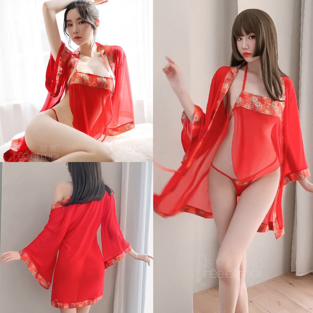 Đồ ngủ Cosplay áo yêm Trung Hoa FREE SHIP kèm áo choàng đồ ngủ chuyên chụp ảnh Studio