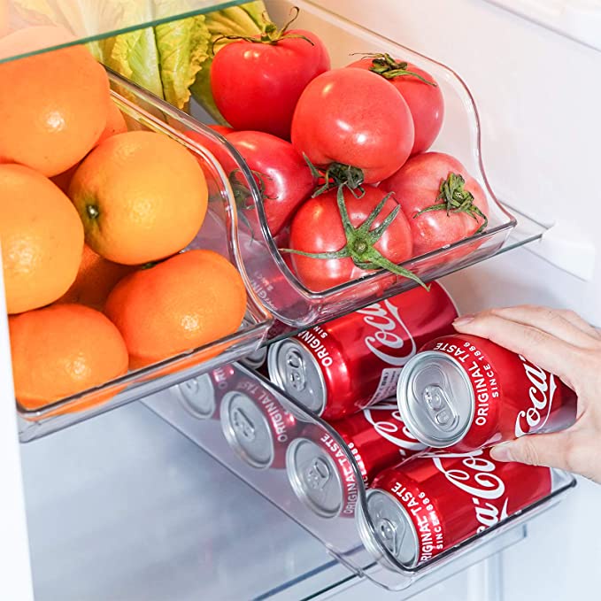 Khay Đựng Lon Nước Uống Hai Tầng Sức Chứa Lớn Tiết Kiệm Không Gian Cho Tủ Lạnh/Nhà Bếp