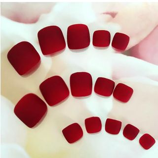 Bộ 24 móng chân giả nhám đỏ kèm keo