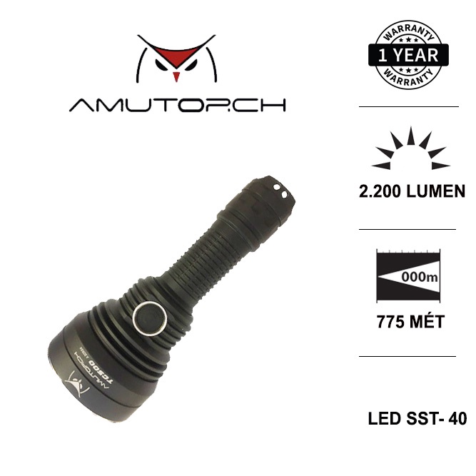 Đèn pin chiếu xa AMUTORCH TC500 LED SST40 sáng 2200lm xa 775m 1 pin 21700 Đèn & Đèn pin