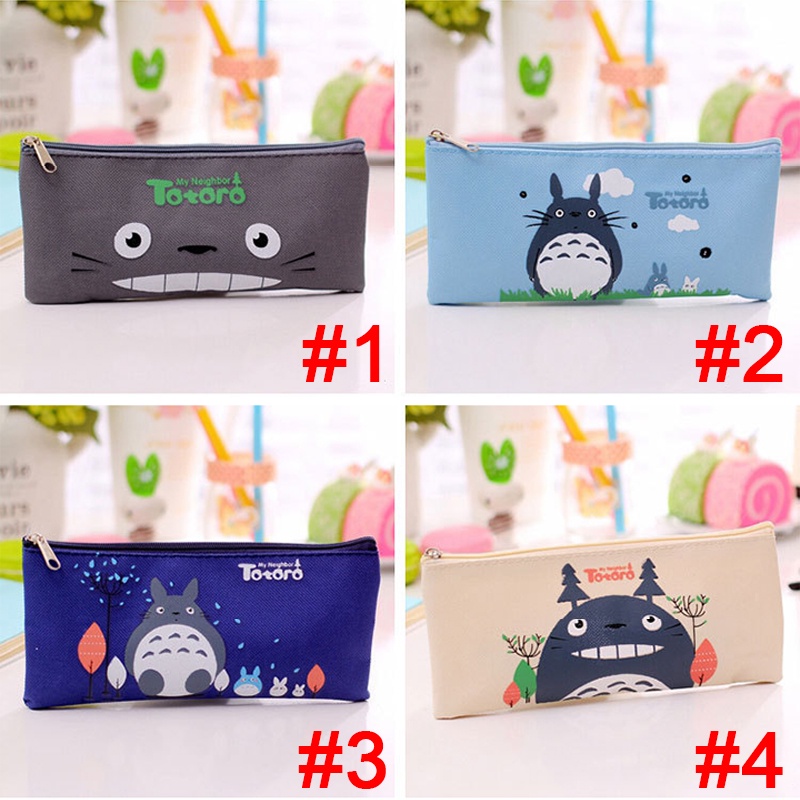 Túi Đựng Bút Sức Chứa Lớn Bằng Vải Oxford Họa Tiết Hoạt Hình Totoro Dễ Thương Có Khóa Kéo