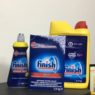 Bộ bột rửa bát finish 2.5 kg + muôi finish 1.2kg + bóng Finish