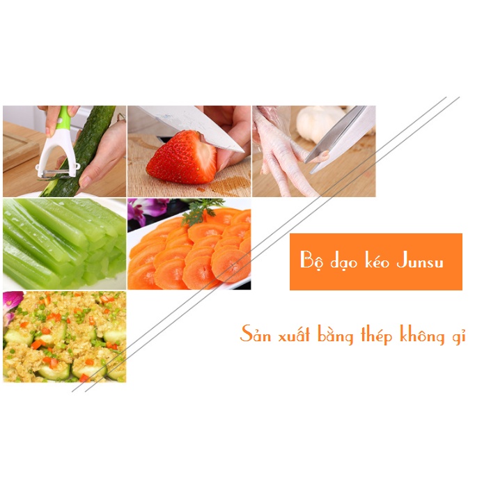 Bộ dao kéo gọt hoa quả bằng thép không gỉ junsu cao cấp full bộ