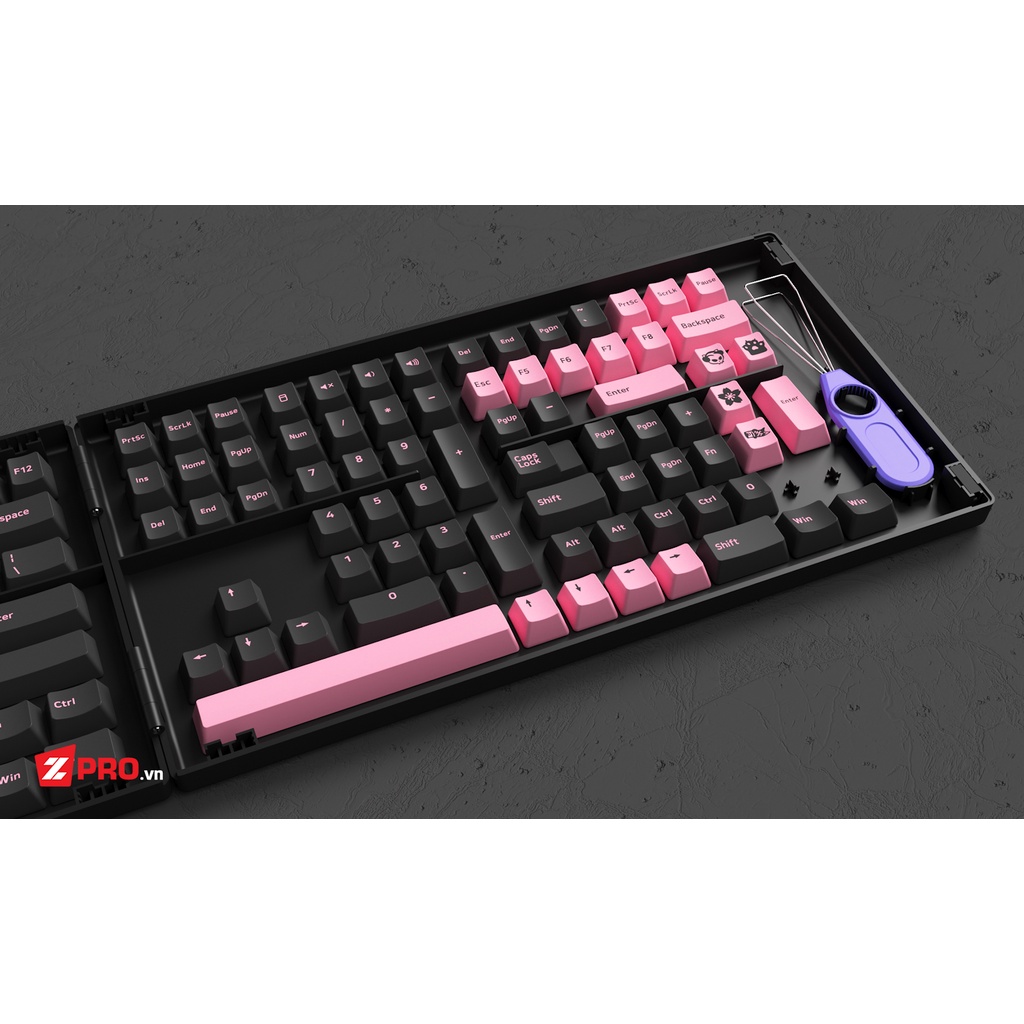 [Mã 44ELSALE2 giảm 7% đơn 300K] Bộ Keycap AKKO Black Pink (Cherry Profile - 229 Keys)