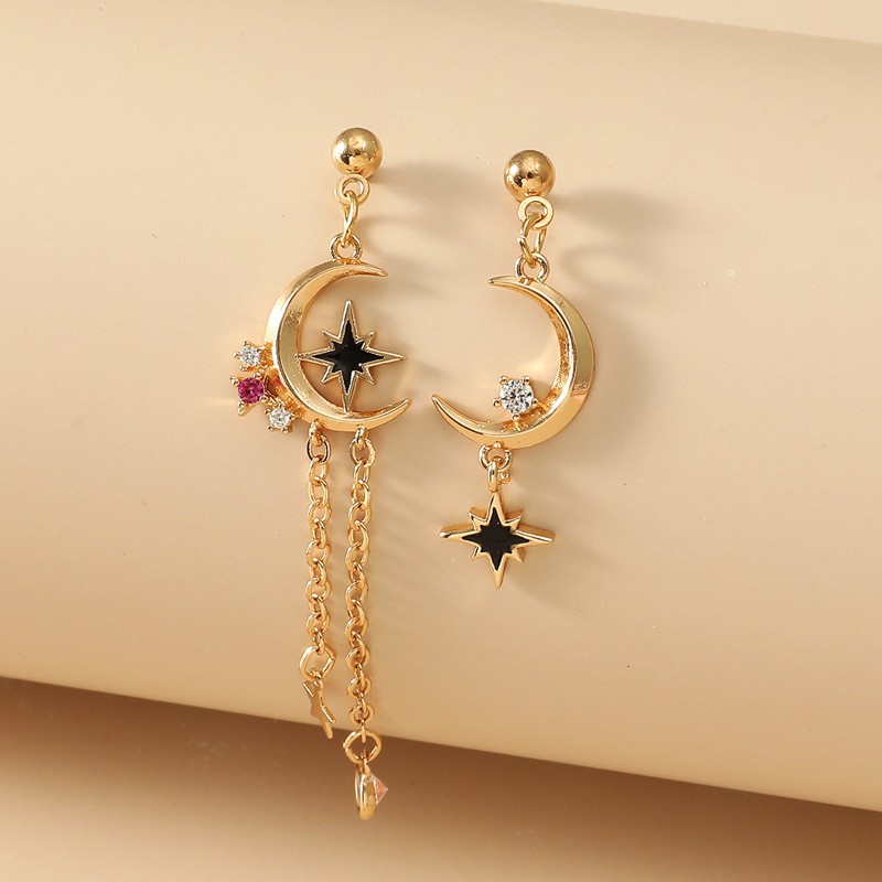 Fashionable Moon And Star Earrings