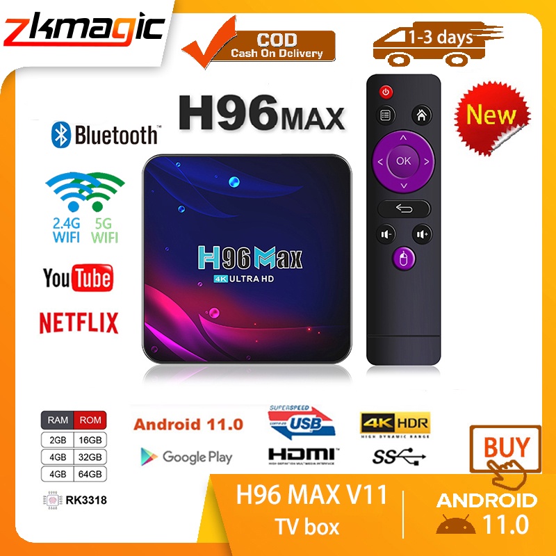 Android tv box Ram 4GB Rom 32GB kết nối wifi hình ảnh sắc nét âm thanh sống động bảo hành 12 tháng H96MAX V11 tivi box