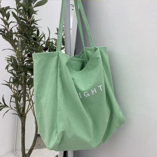 Túi vải canvas sức chứa lớn thiết kế đơn giản thời trang mùa hè phong cách Nhật Hàn